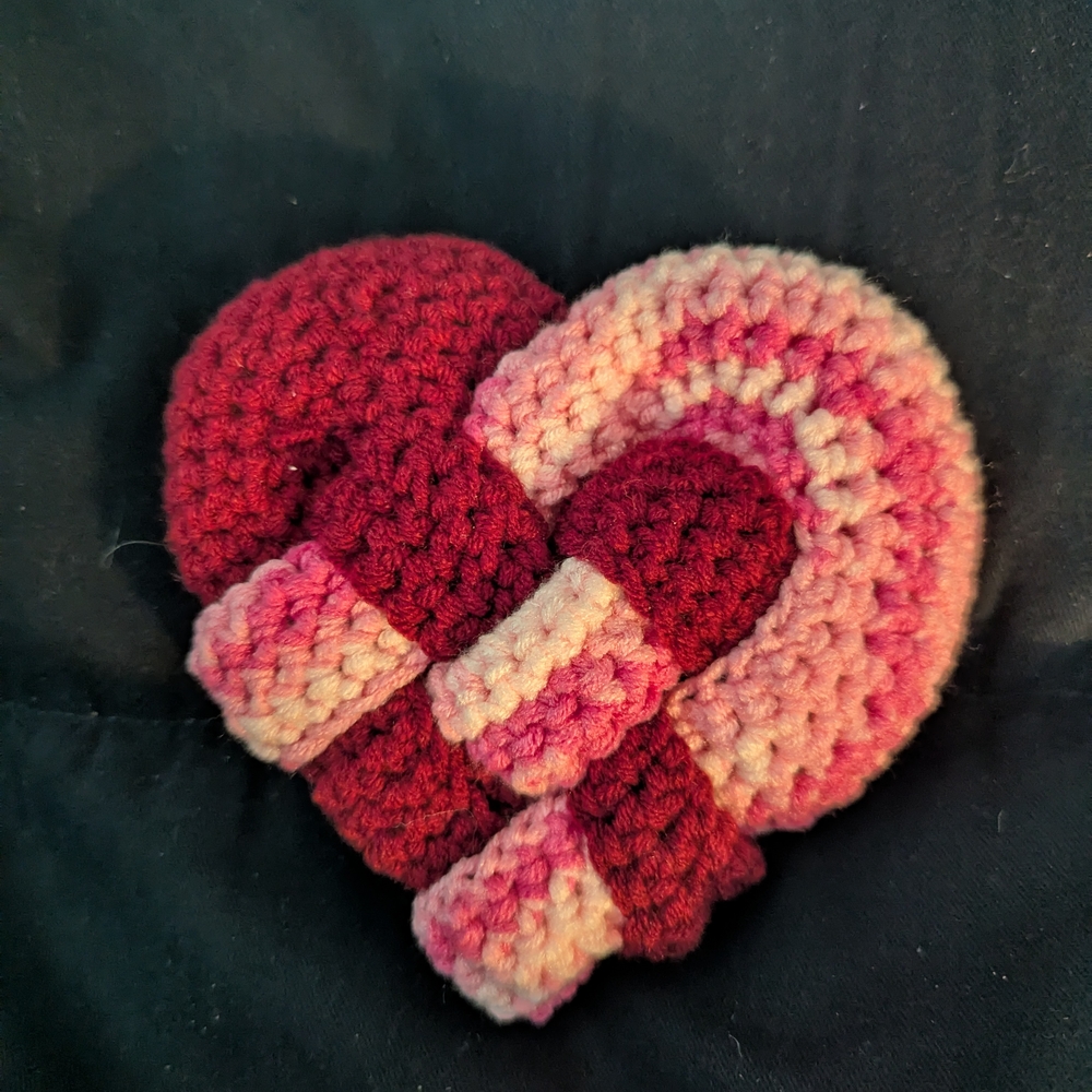 Handmade Crochet Heart Decor in Red and Pink
